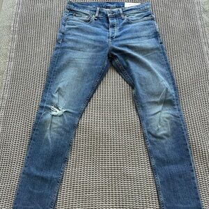 rag & bone Men's Distressed Blue Slim Jeans - Fit 1 Skinny 32x32